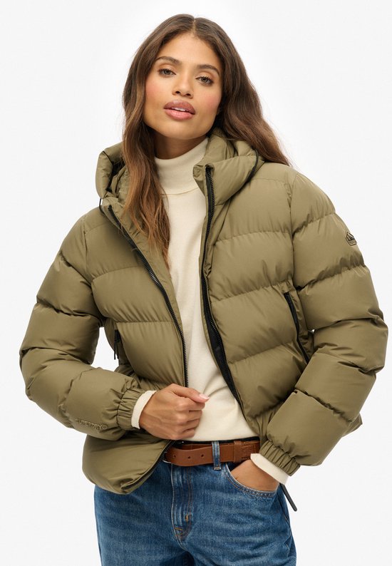 Superdry - Sportieve Puffer Jas met Capuchon - Dames - Gewatteerde jassen
