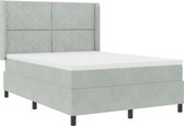 vidaXL - Boxspringbed - met - Matras - Lichtgrijs - 140x200 - cm - Velvet
