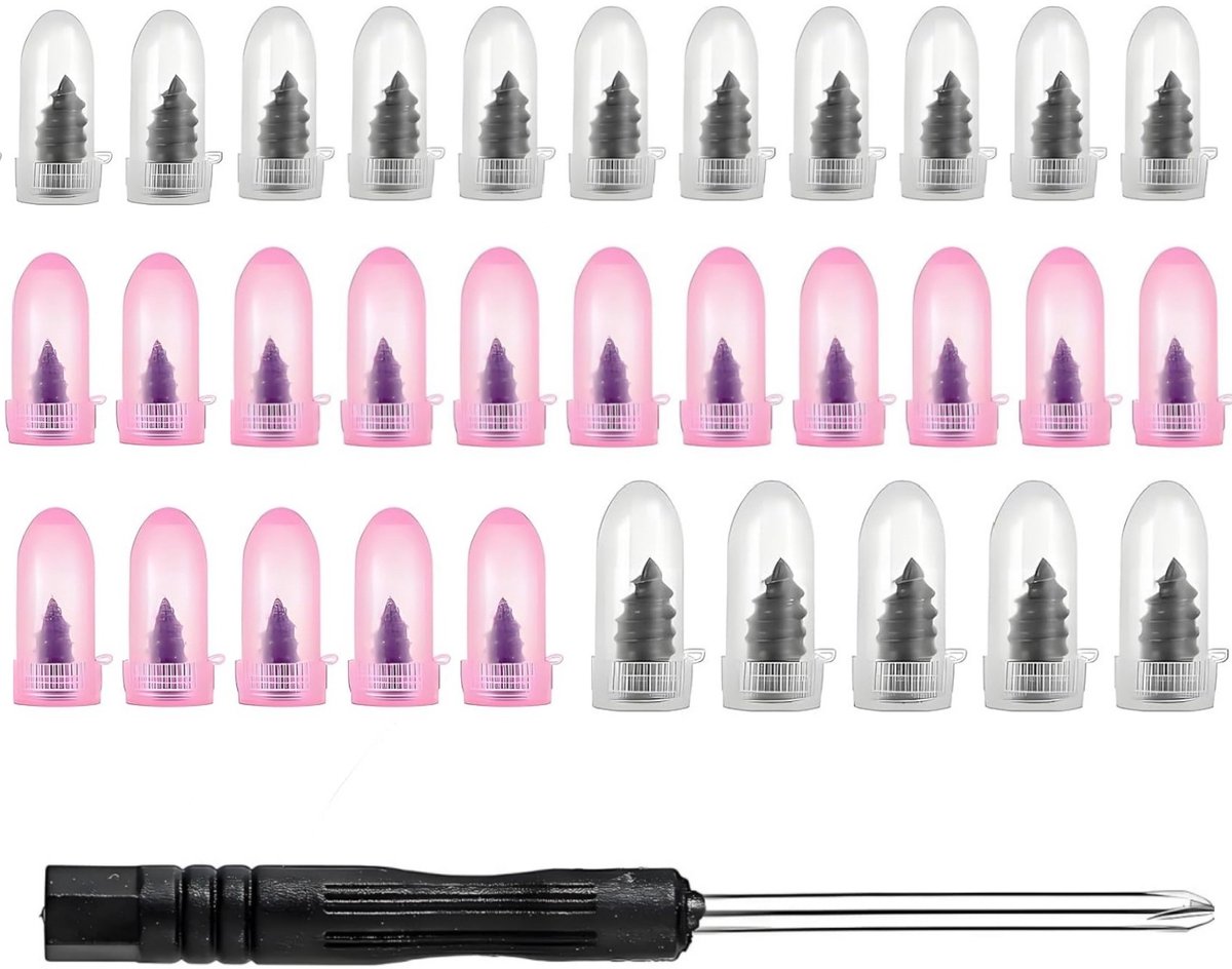 30 stuks - rubberen banden reparatie schroeven - bandenreparatiespijkers - rubberen schroeven - zelfbediening gereedschap voor bandenreparatie - voor auto, motor en vrachtwagen