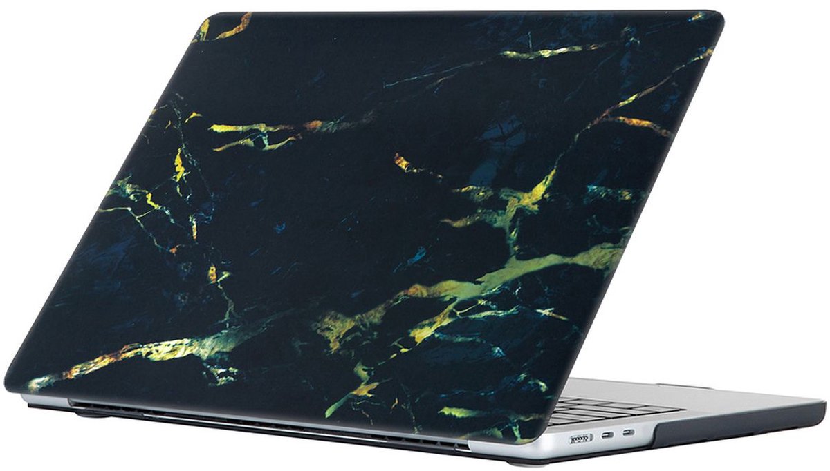 Mobigear Laptophoes geschikt voor Apple MacBook Air 15 Inch (2023-2026) Hoes Hardshell Laptopcover MacBook Case | Mobigear Marble - Zwart / Bruin - Model A2941 / A3114 / A3241 / A3448