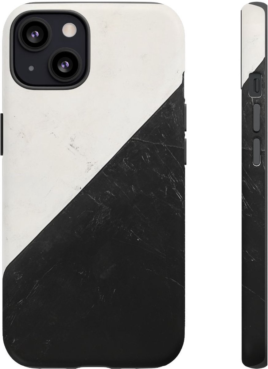 Zwart-Wit Driehoek Vlagontwerp – Telefoonhoesje Geschikt voor iPhone 13