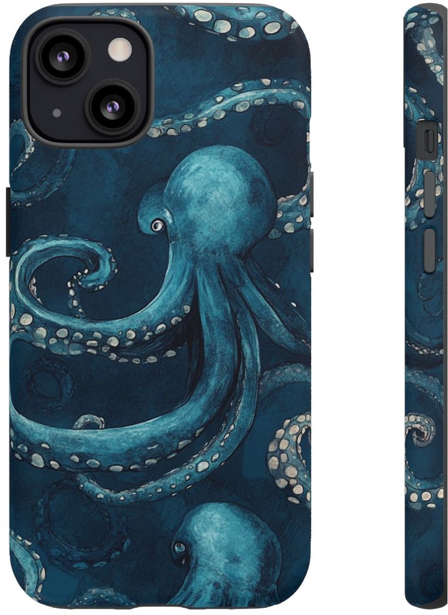 Blauw Octopus Tentakels Patroon – Telefoonhoesje Geschikt voor iPhone 13
