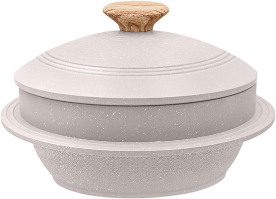 Koreaanse stenen kom met deksel, 20 cm Dolsot Bibimbap kom voor hot pot soep, 2,3 l – wit