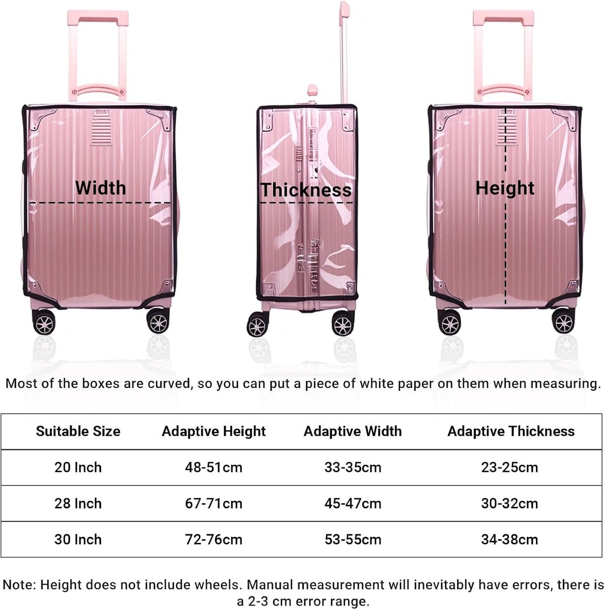 Housse de valise transparente en PVC imperméable pour valises de 76,2 cm, durable et protectrice, idéale pour les voyages et les voyages d'affaires, claire
