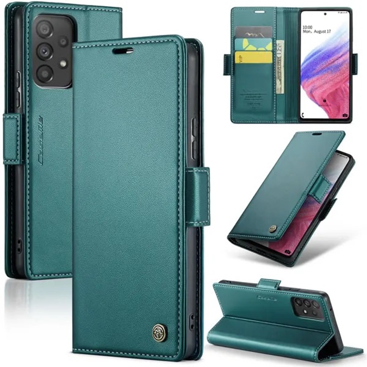 CaseMe Wallet Case met RFID Bescherming en Magneetsluiting voor Galaxy A53 5G _ Groen