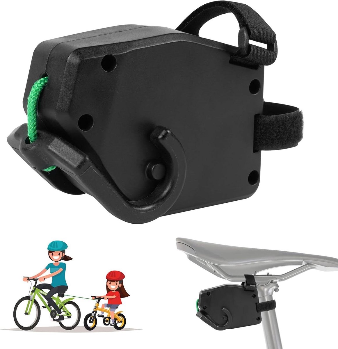 Fiets sleeptouw voor kinderfiets - Elastische bungee trekband met dubbele haak - Geschikt voor volwassenen en kinderen - Draagbaar - Outdoor fiets accessoires - Trekhaak - Draagvermogen - Kindvriendelijk