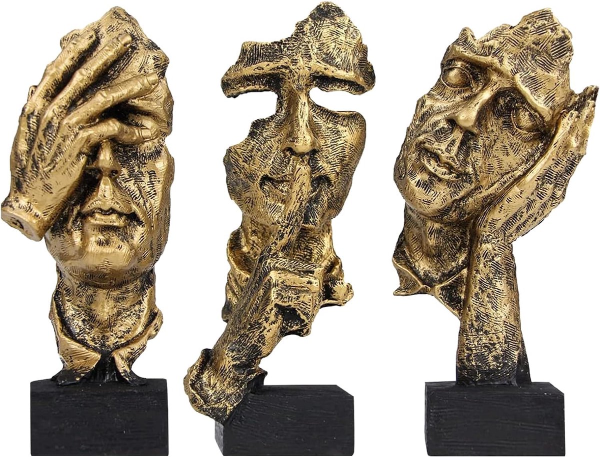 Ibenzoa® Abstracte Moderne Sculpturen voor Woonkamer Decoratie - 3-delige Set in Goud