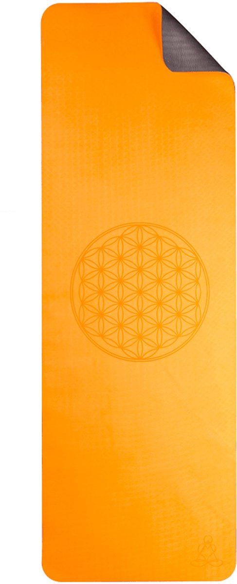 Yogamat ecofriendly oranje met flower of life