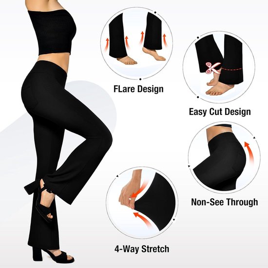 Willit Dames Flare Leggings Crossover Yoga Broek Hoge Taille Bootcut Workout Leggings met Zakken 29 31, Zwart, XL Willit Dames Flare Leggings Crossover Yoga Broek Hoge Taille Bootcut Workout Leggings met Zakken 29 31, Zwart, XL