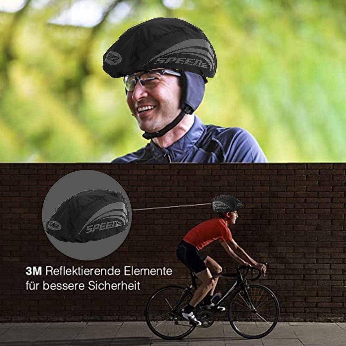 Allecto Plus - Reflecterende regenhoes voor fietshelm - Wind- en waterdicht - Stofdicht - Zwart - Fietsaccessoire voor alle helmen