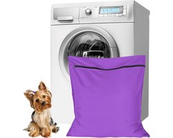 Waszakken voor huisdieren - Waszakken van twill polyester - Grote waszakken met rits - Voorkomt dat waszakken verstopt raken door dierenhaar - wasmachine, 70 x 80 cm,waszak voor huisdieren voor honden, katten en konijnen (paars)- L