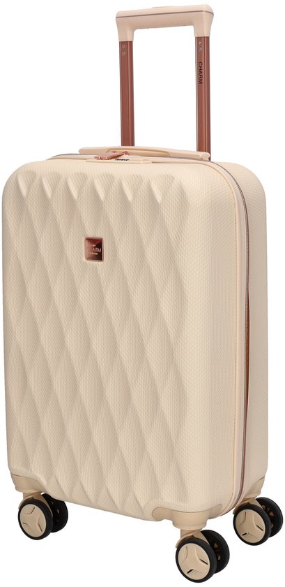 Charm London Honey Koffer - S - Handbagage - 40 Liter - TSA Slot - 55 x 35 x 22.5 cm - Cabin Size - Travel - Reizen - Beige