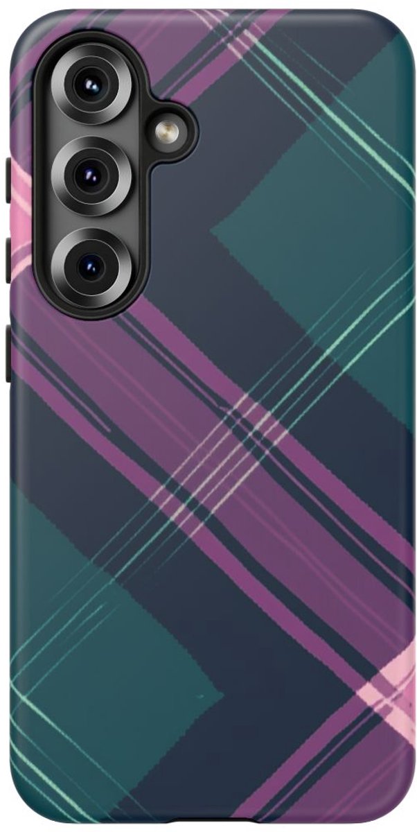 Smaragdgroen en Roze Geruit Patroon – Telefoonhoesje Geschikt voor Samsung Galaxy S25