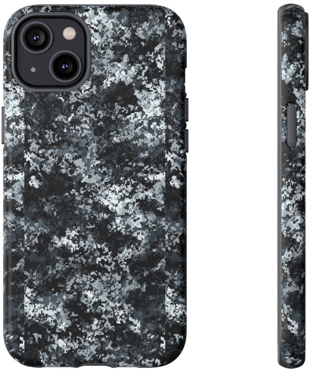 Digitale Grijze Camouflage – Mat Hoesje Geschikt voor iPhone 14 Plus