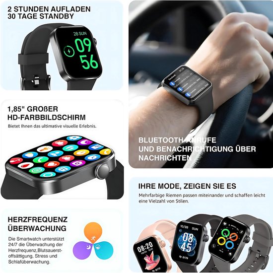 Bracelet Connecté Ip68 Écran Tft Hd Suivi Sommeil Oxygène Sanguin Bleu Yonis 3615616858760
