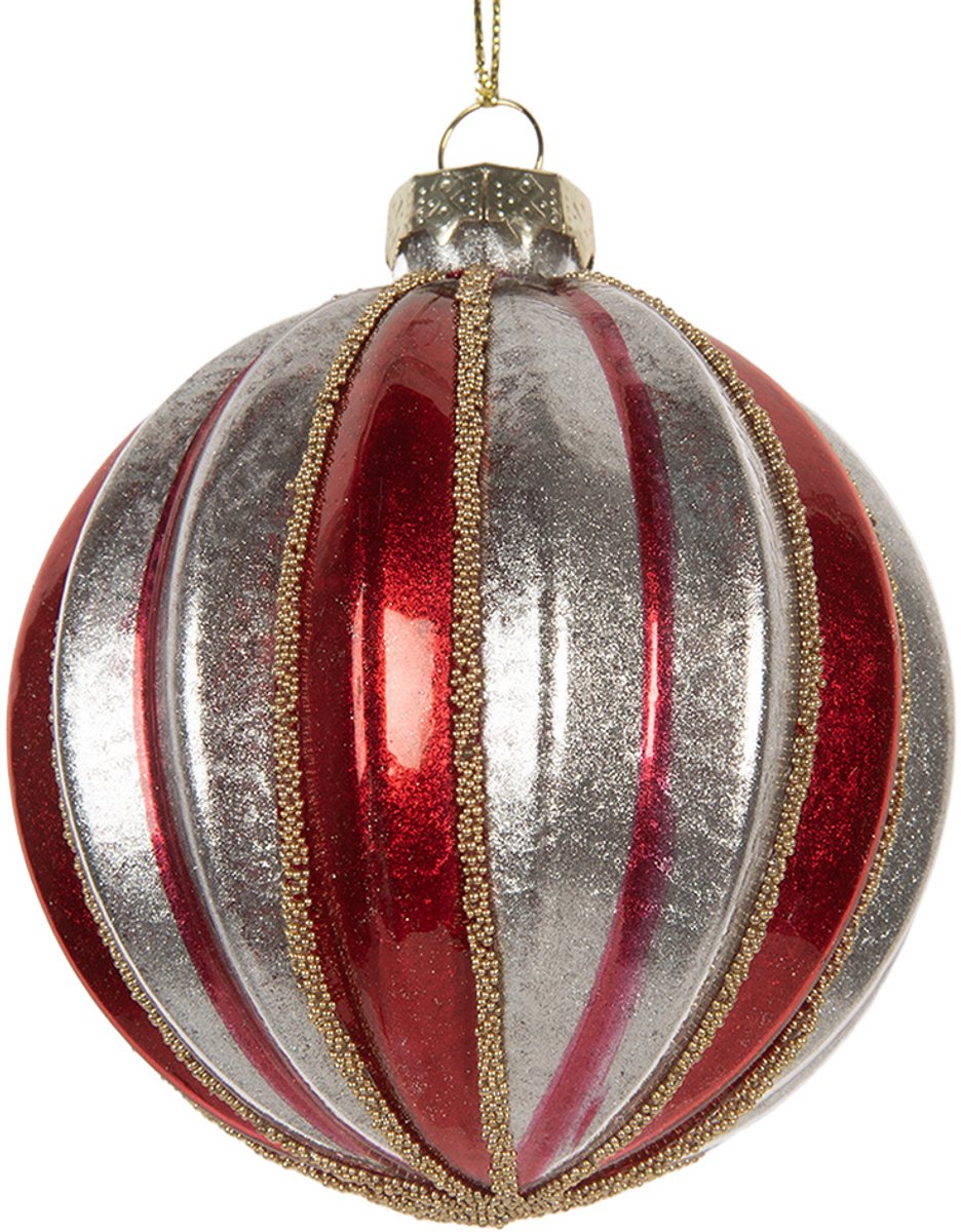 Clayre & Eef Kerstbal Overig Ø 8x8 cm Rood Glas Kerstballen