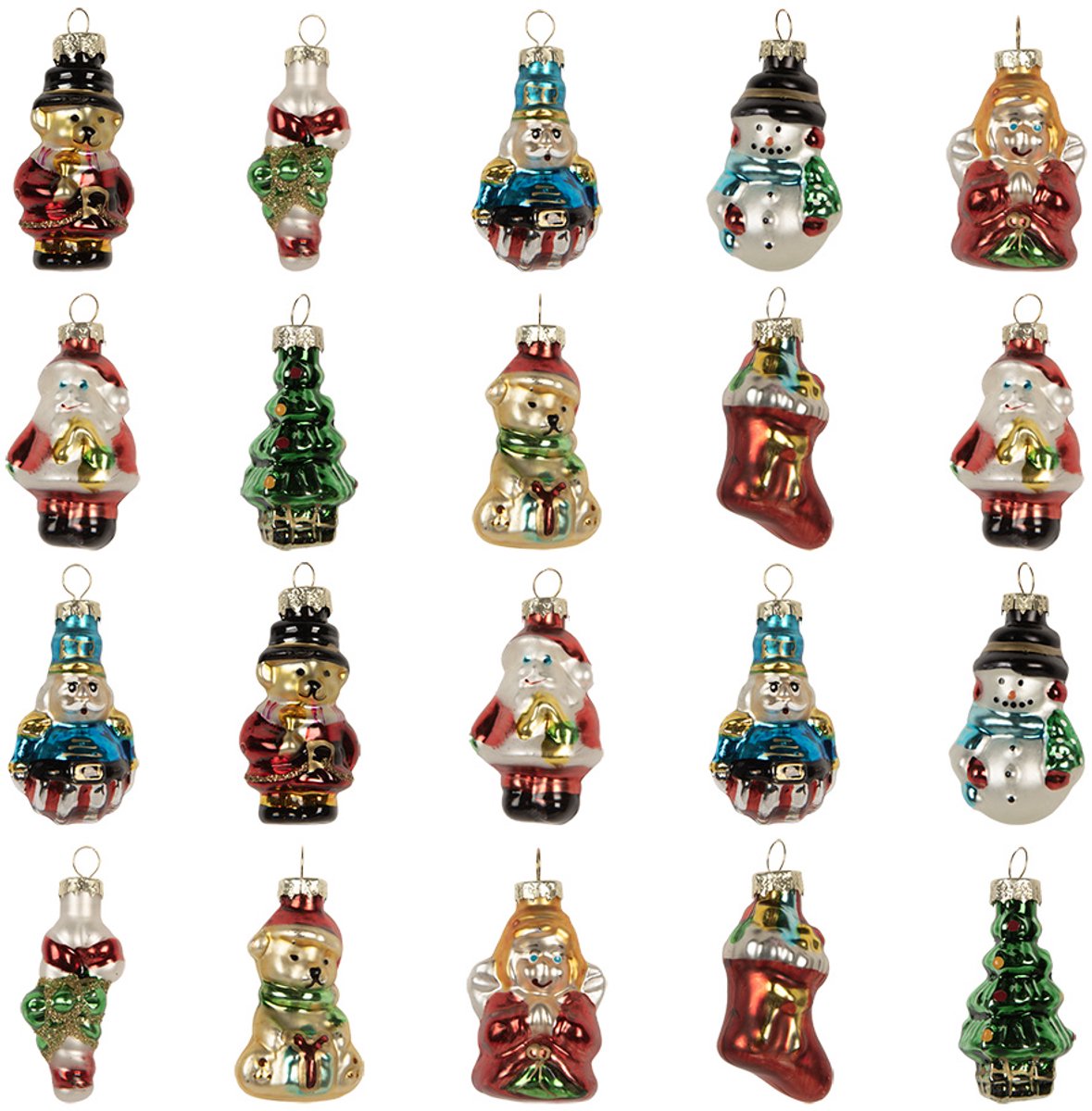 Clayre & Eef Kersthanger Set van 20 set 20 Multi Glas Meerkleurig