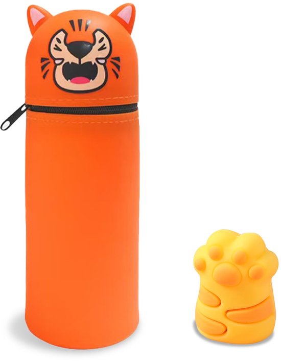 LEGAMI - 2-in-1 etui van zachte siliconen – Kawaii, penhouder, siliconen ritssluiting, pennenzak, potloden, markers, H 18,5 cm, Kitty, Zacht
