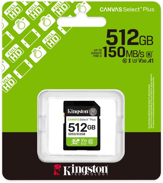 Kingston Technology 512GB SDXC Canvas Select Plus Gen3 150MB/s C10 UHS-I U3 V30 van Kingston — afbeelding 3