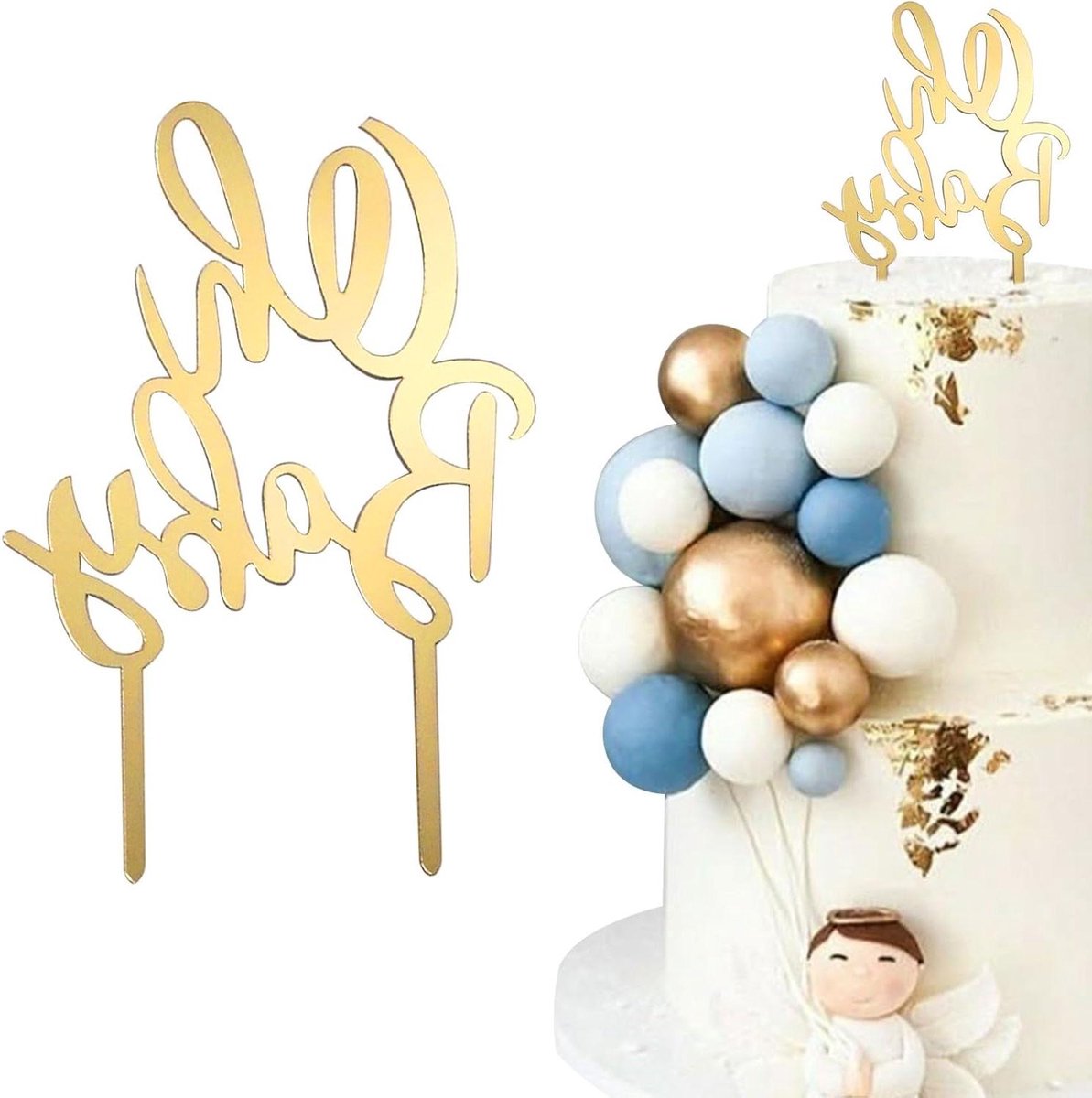 Allecto Plus - Gouden Acryl Taartdecoratie voor Baby shower en Geslacht onthulling