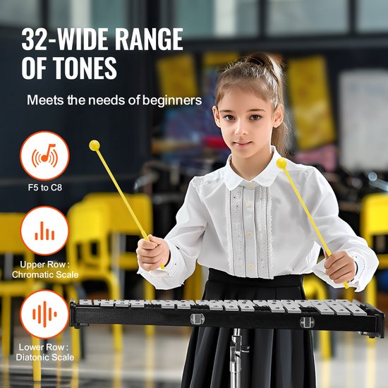 xylofoon 32 Notes Opvouwbare Glockenspiel Xylofoon Vibrafoon Percussie Instrument Kit En Draagtas Voor Volwassenen