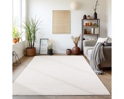 Sky Soft Uni Basic - Vloerkleed - Laagpolig - Effen Kleur - Creme - Woonkamer Tapijt- 160x230 CM