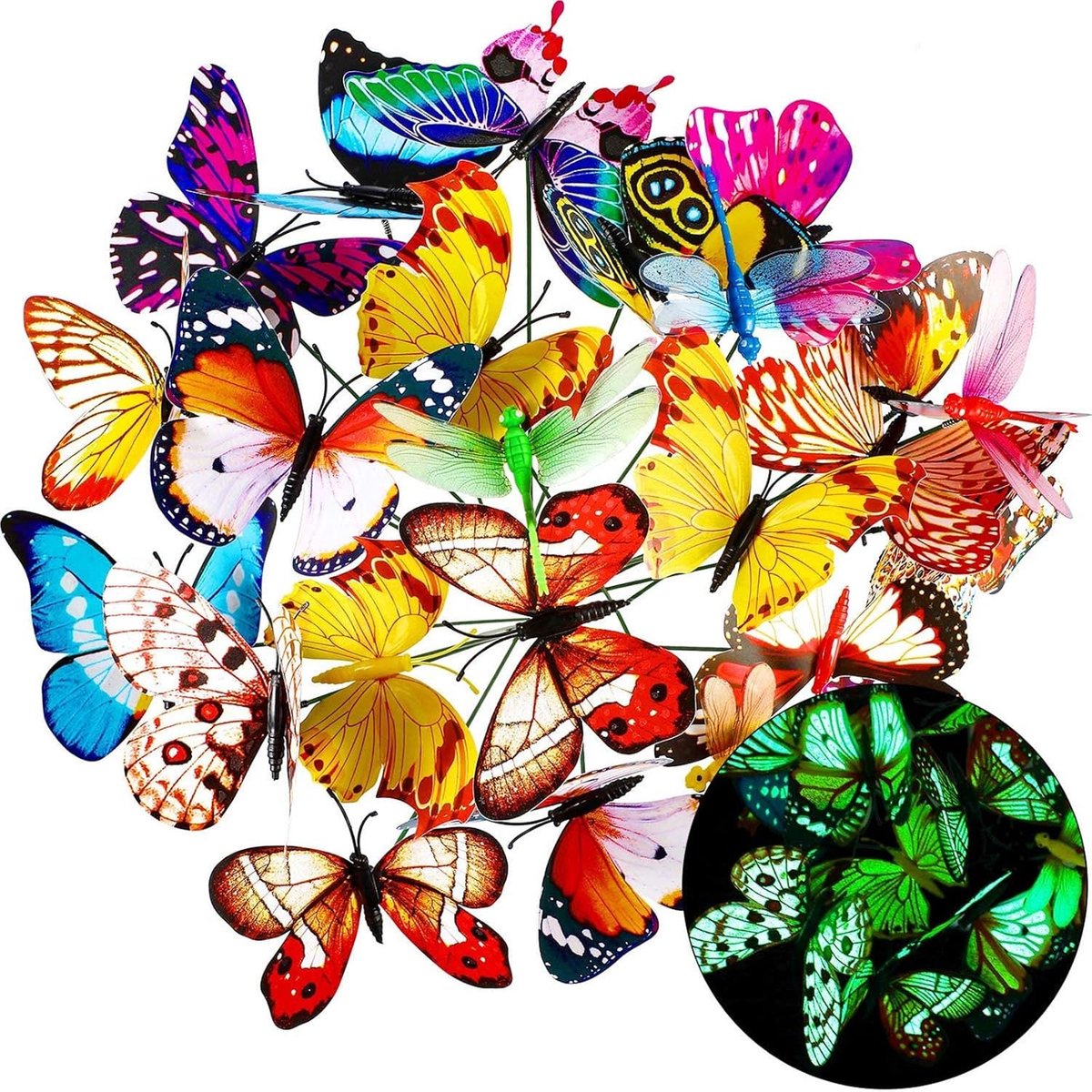 Tuinvlinders en Libellen - Decoratieve Tuinornamenten - Set van 24
