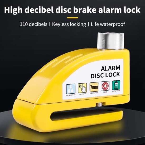 Antivol à Disque Pour Moto Avec Alarme 110 DB - Sécurité Pour Scooter, Vélo, Frein De Disque - Neuf