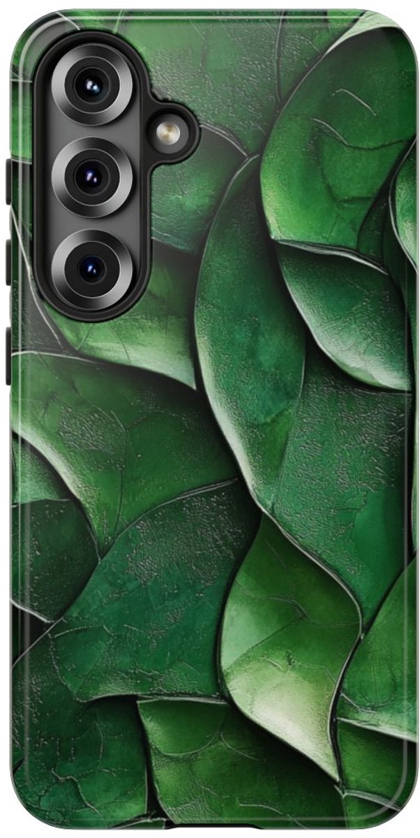 Groen Gesculptuurd Bladmotief – Telefoonhoesje Geschikt voor Samsung Galaxy S25
