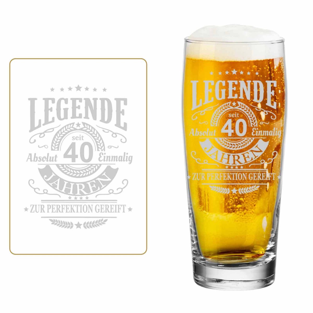 Willi Becher Bierglas mit Gravur Legende seit 40 Jahren 0,5 l