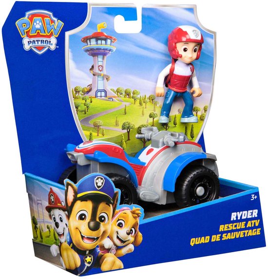 PAW Patrol Ryder's Rescue ATV speelgoed in verpakking met Ryder, zijn ATV en de uitkijktoren.