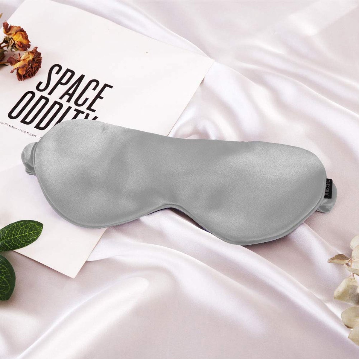 Zijden Slaapmasker 22 Momme - Huidvriendelijk & Comfortabel - Voor Thuis & Reizen - Grijs