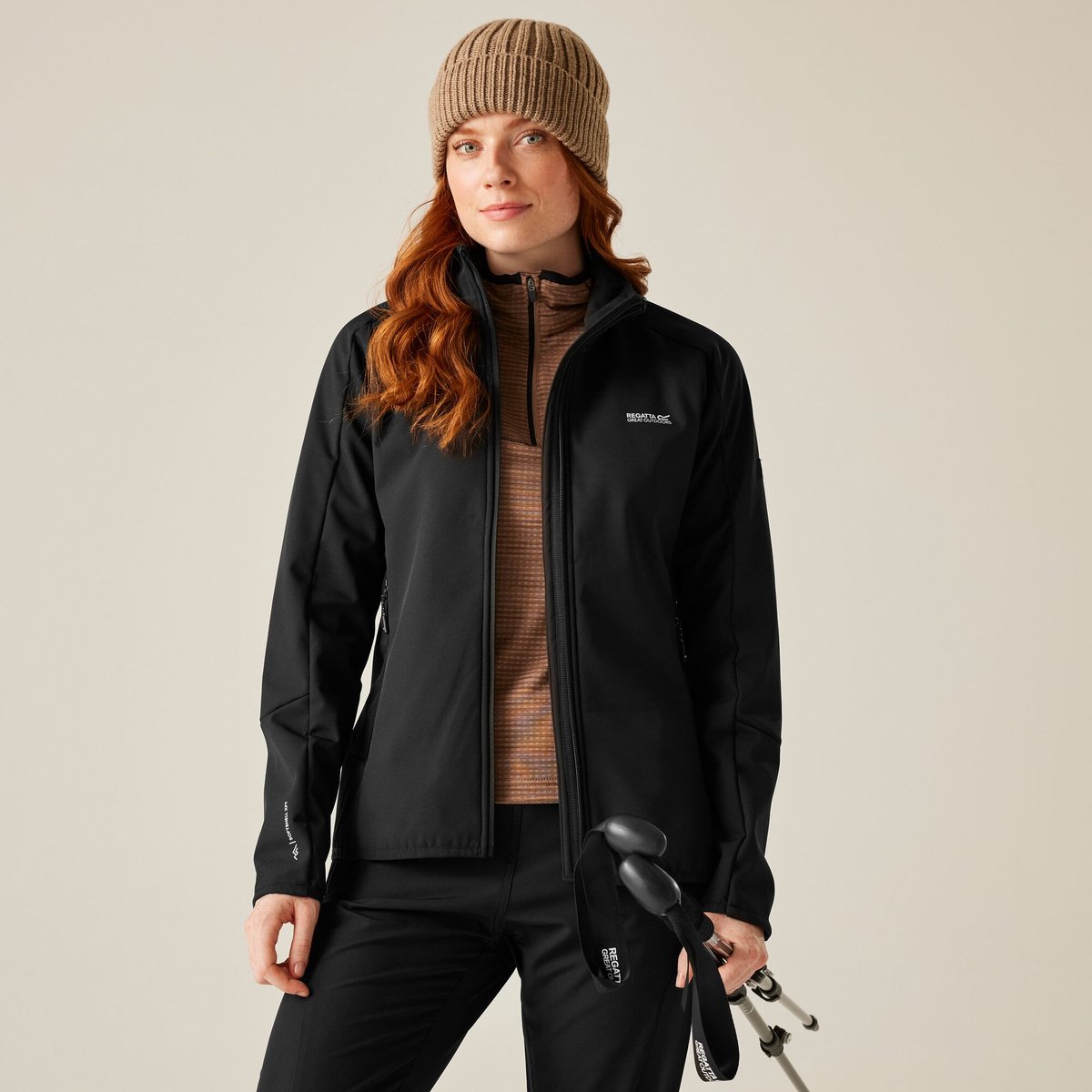 Moutdale waterdichte winddichte ademende softshell-jas voor dames Zwart