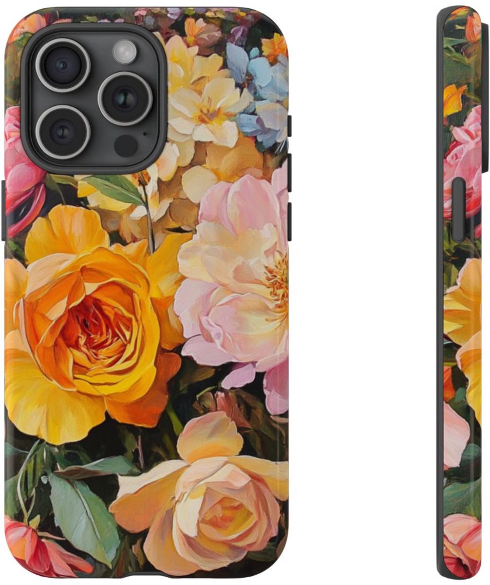 Kleurrijk Bloemenboeket Schildering – Telefoonhoesje Geschikt voor iPhone 15 Pro Max