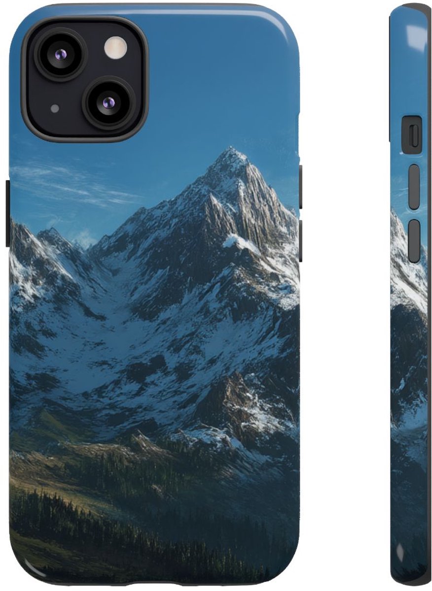 Berglandschap met Besneeuwde Toppen – Telefoonhoesje Geschikt voor iPhone 13