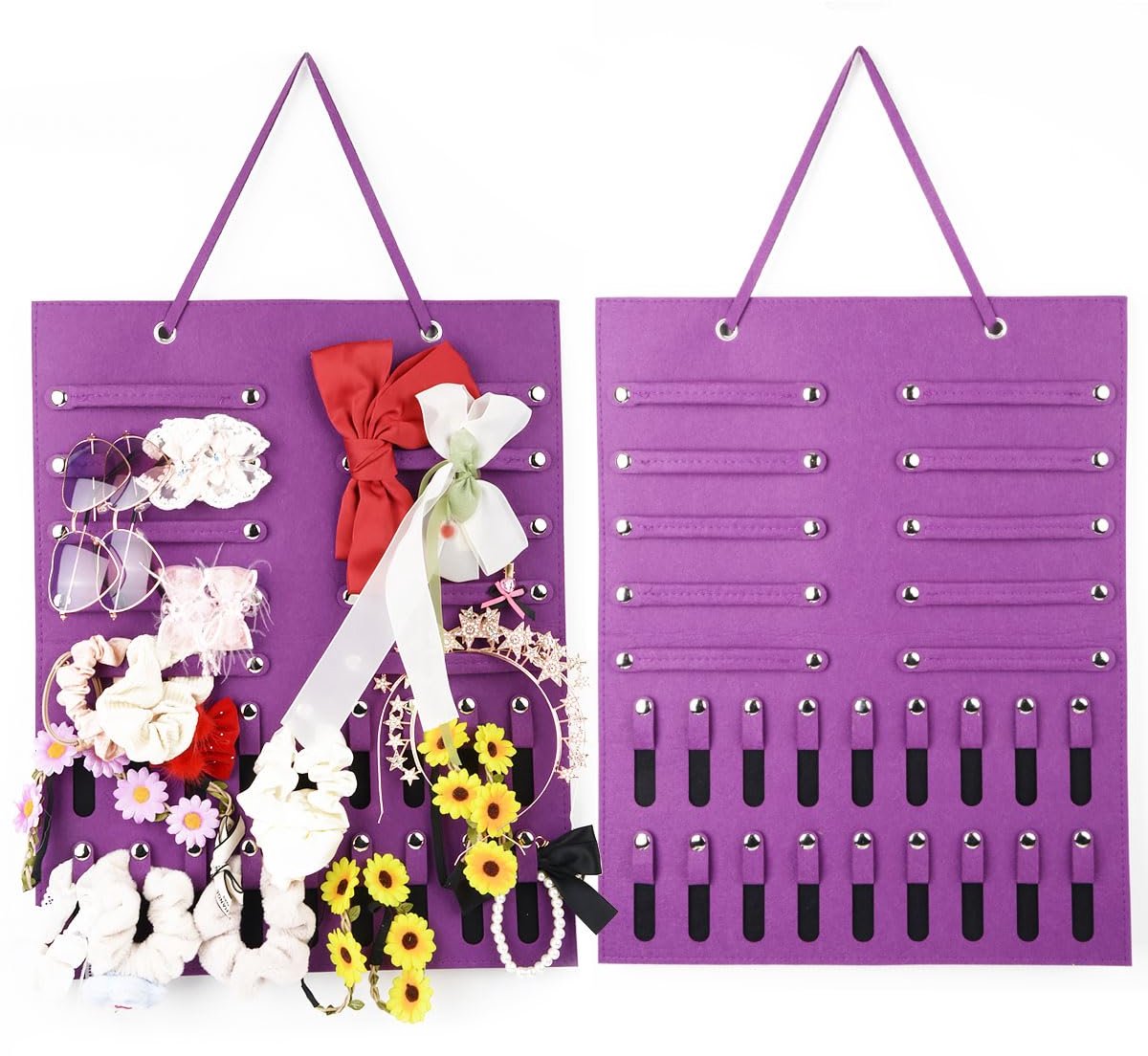 QIUSUIG Haarspeld opberger, haarelastiekjes organizer, haaraccessoire houder, haarspeld opberger voor meisjes, geschikt voor haarspeldjes, haarbanden, brillen, kettingen, armbanden, sieraden organizer (paars)