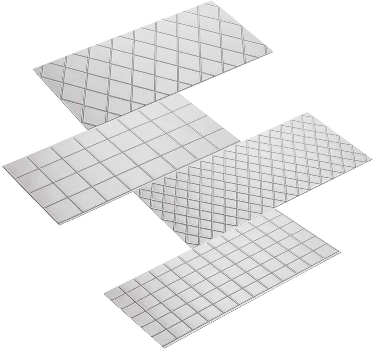 ZAWTR 4-delige reliëfmat textuurmat voor fondanttaartdecoratie, transparante reliëfmat fondantsjablonen - voor chocoladetaarttaartdecoratie 3D kant-effect fondantrand, rasterpatroon
