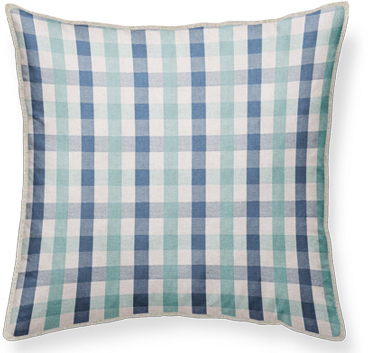 Sierkussen Blauw 50x50 cm - Vintage look - inclusief binnenkussen - vintage look, geruit, boho - Linen & Grace