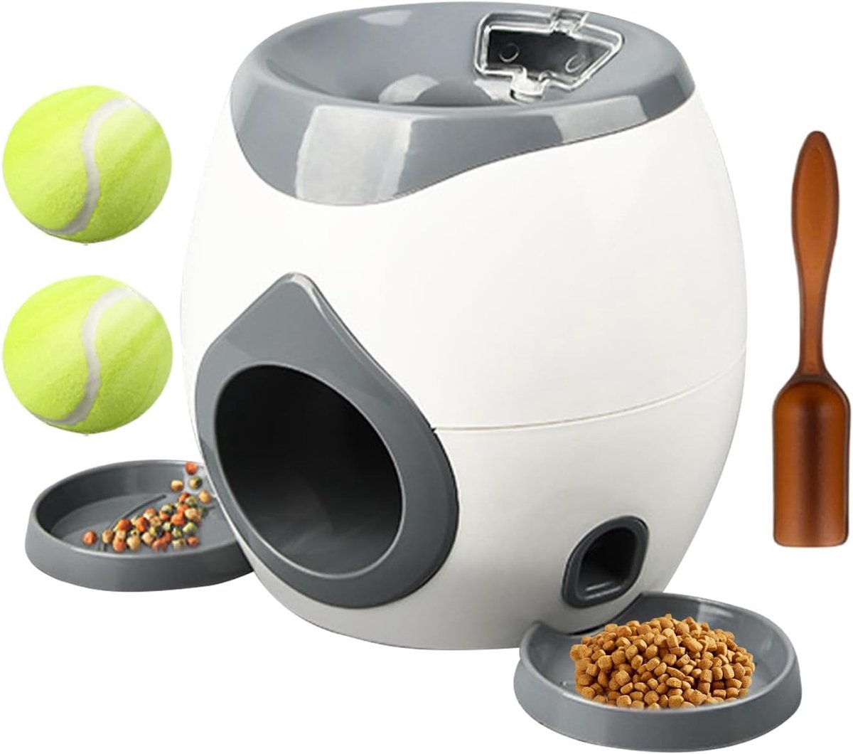 Automatische ballenwerper voor honden, ballenwerper voor honden met 2 tennisballen voor hondentraining, interactieve binnen- en buitenvoedermachine, speelgoed, tennisballenwerper voor hondenpuppy's