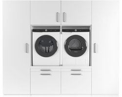 Wasophoogte® Wasmachine Kast Dublin - Wasmachine verhoger - Wasmachine ombouw - 700(D)*2530(B)*2110(H) mm - Wit