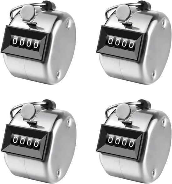 JGS Premium - Mechanische Clicker Teller voor Golf - 4 Cijfers - Zilver - Sport Coaching