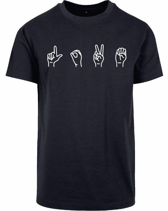 7304 - T-shirt - Langue des signes ; Love-Navy- S