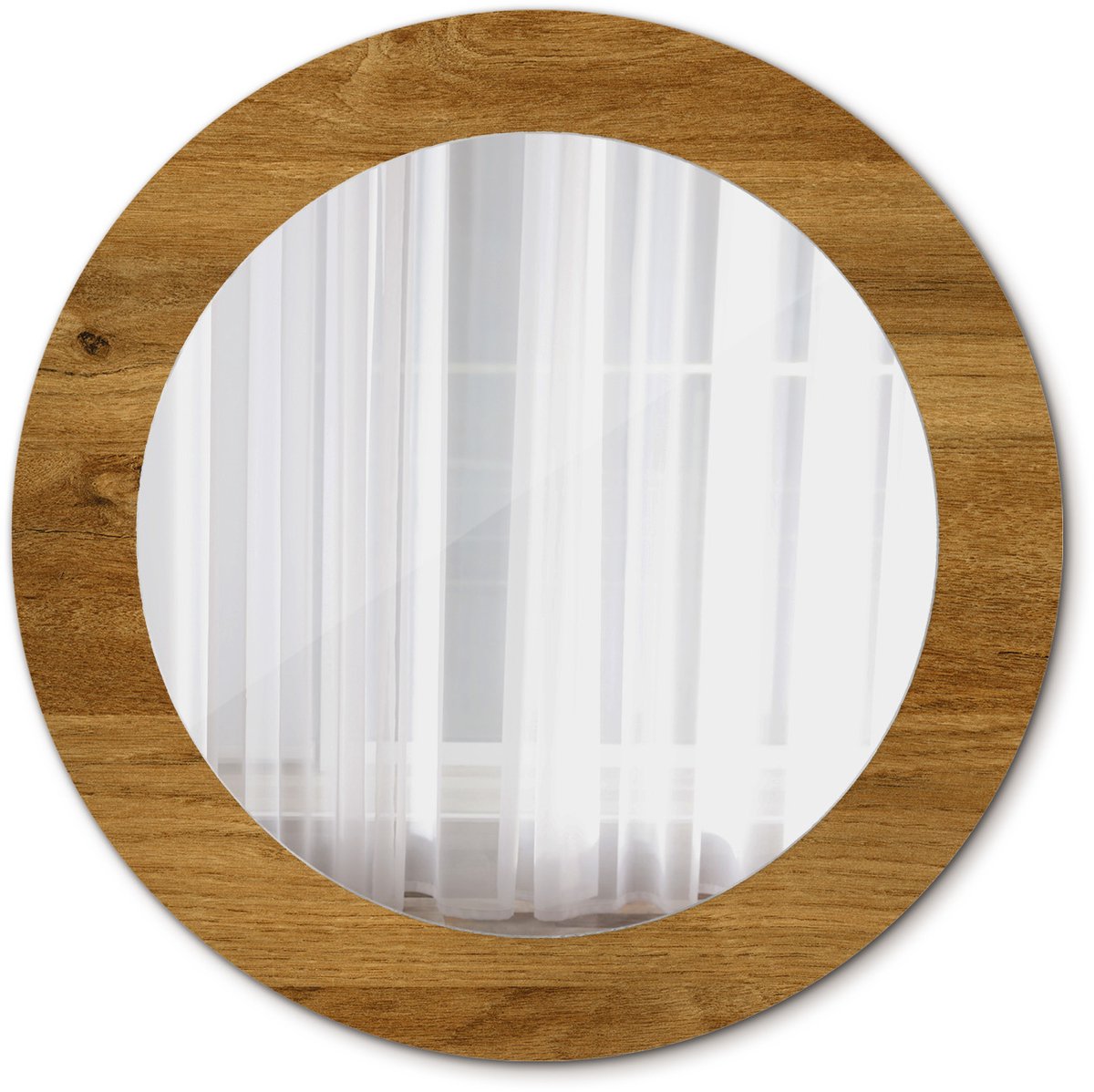 Tulup Spiegel - Ronde Spiegel - Spiegel op gehard Glas - Rustiek eiken - Diameter: 60 cm - Design Spiegel - Inloopkastspiegel – Badkamerspiegel - Toiletspiegel - Bruine - Top Kwaliteit Spiegel - Make-up Spiegel - Eenvoudige installatie