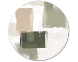 Abstracte vormen in aardetinten - Vormen muurdecoratie rond - Ronde wandprint blokken - Japandi - Wandobject Forex rond - Stijlvolle kantoorinrichting - muurcirkel forex 40x40 cm