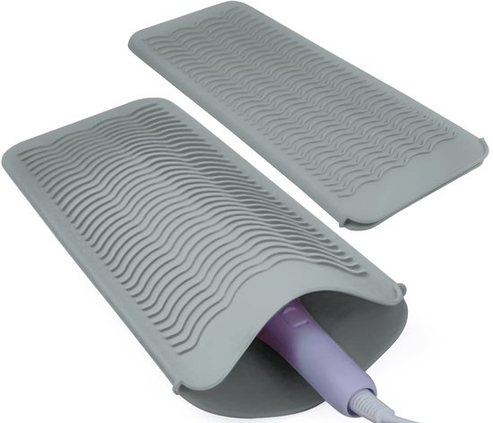Hittebestendige siliconen mat-tas - Hittebestendige siliconen mat met ophanggat - Hittebestendige reismat en opbergtas voor stijltangen - Voor stijltangen, krultangen, platte clips en andere hete haarstylingtools - 28 x 13 cm - Groen