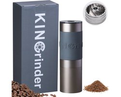 Handmatige koffiemolen voor Franse pers en druppelaar - IJzeren grijs - 25 g capaciteit - Roestvrijstalen conische braammolen