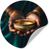 WallCircle® - Cercle de papier peint 50x50 cm - Stickers muraux Or - Kom - Blauw - Cercle mural salon - Cercle mural chambre - Décoration murale autocollante - Accessoires de Décoration murale