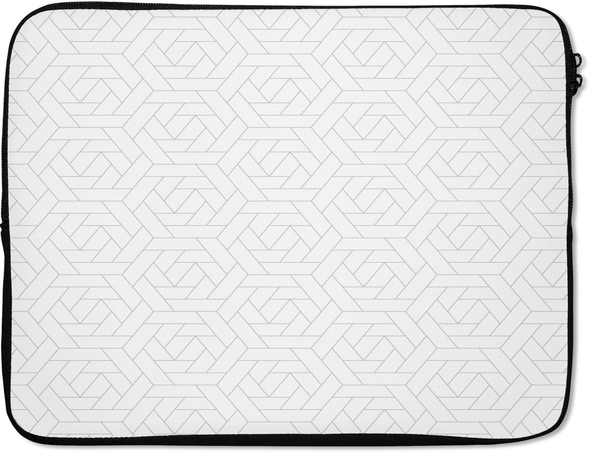 Laptophoes 17 inch - Grafisch - Patroon - Modern - Tegels - Laptop sleeve - Binnenmaat 41x28 cm - Zwarte achterkant