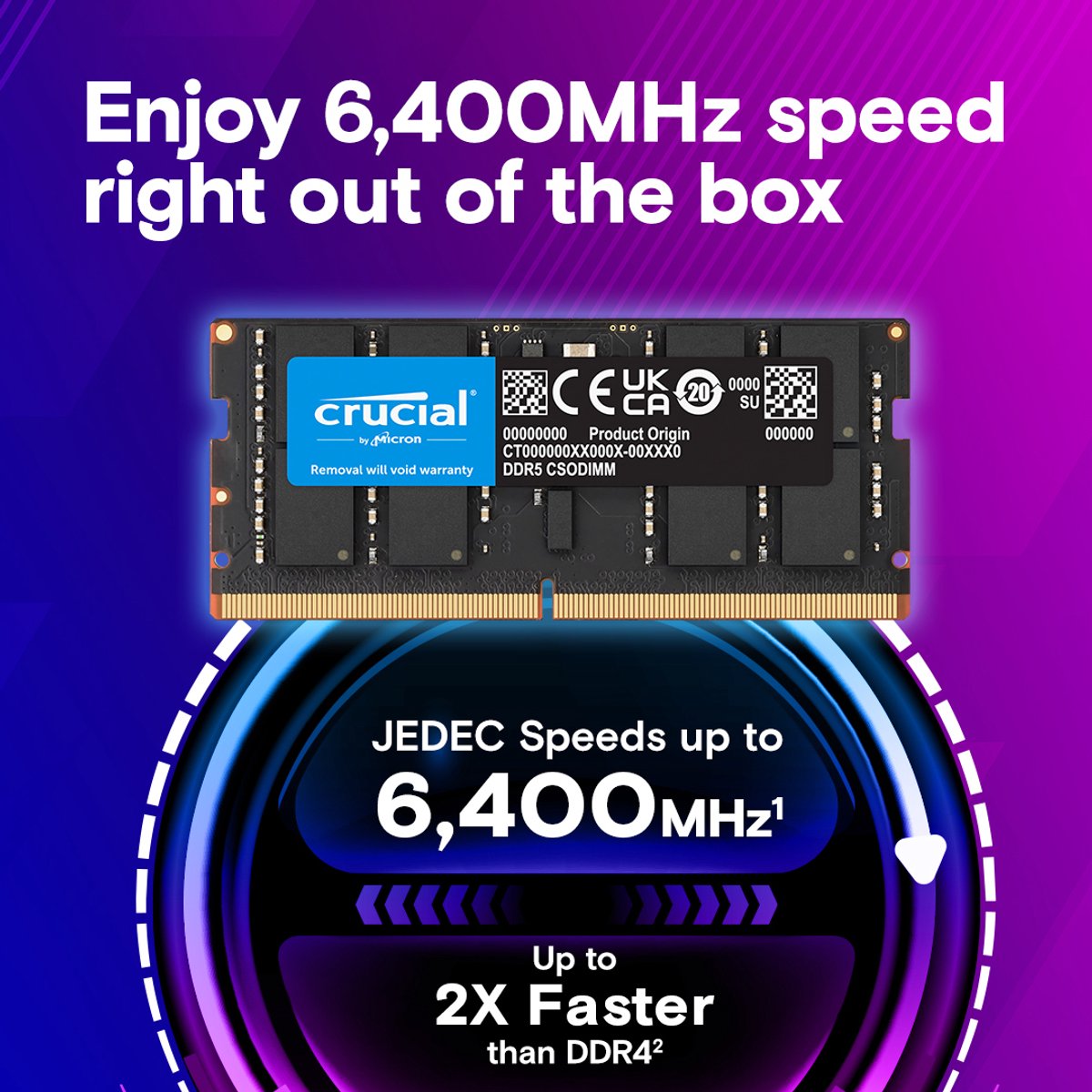 Crucial CT32G64C52CS5 geheugenmodule 32 GB 1 x 32 GB DDR5 6400 MT/s 262-pin SO-DIMM