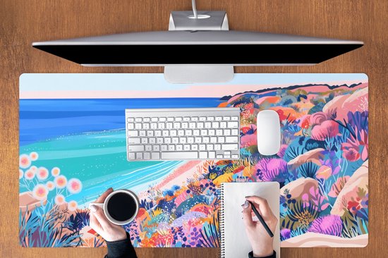 Muismat XXL 120x60 cm - Bureau onderlegger - Bureau mat Bloemenweide - Zee - Zomers - Bureaumat - Gaming mousepad xl - Bureaulegger groot - Computer deskmat